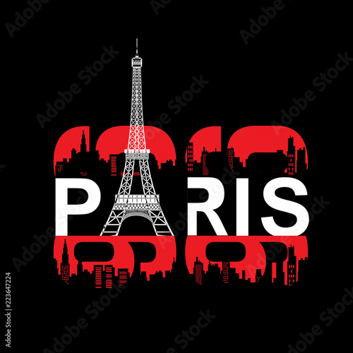 Paris eifel tower typography t shirt design vector