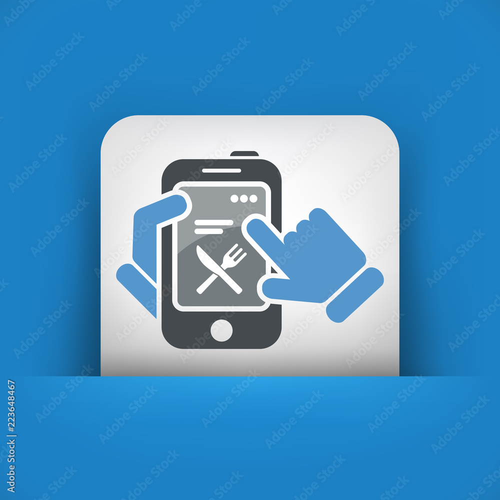 Smartphone icon. Food, restaurant and recipes. Smartphone icon. Food, restaurant and recipes.