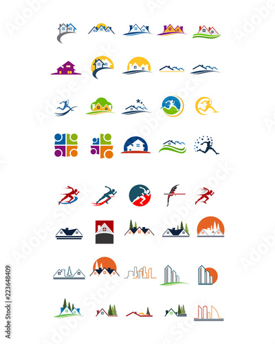 variation mixed athlete building image vector icon logo symbol set