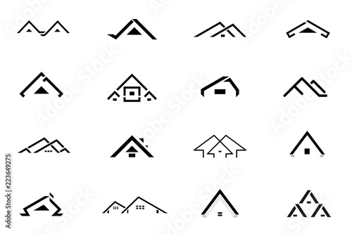 Set of black home logo design, vector illustration