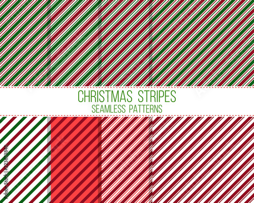 christmas stripes, seamless patterns set