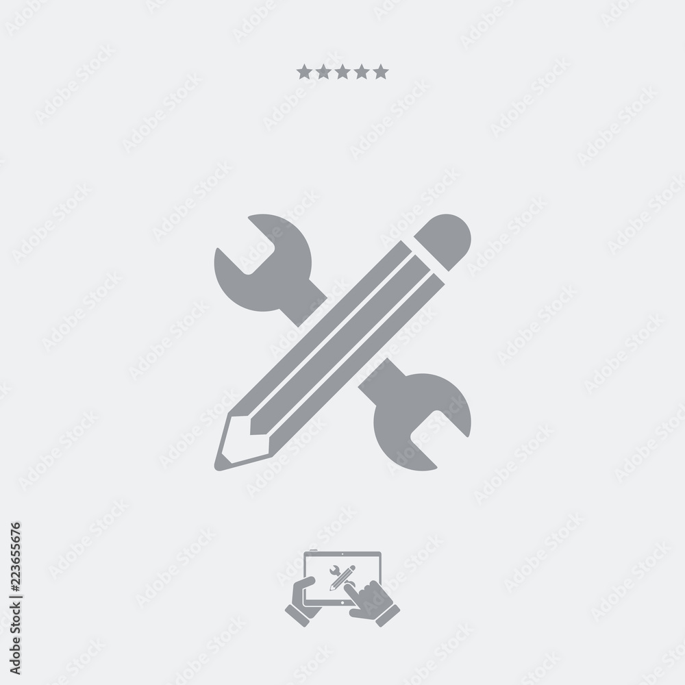 Wrench and pen - Design studio icon Wrench and pen - Design studio icon