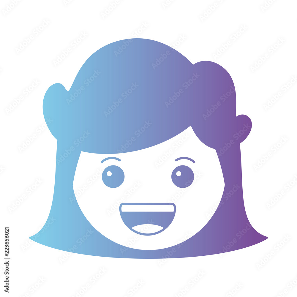 cartoon woman happy head kawaii character cartoon woman happy head kawaii character