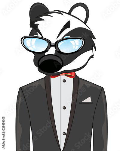 Cartoon of the wildlife badger in fashionable suit