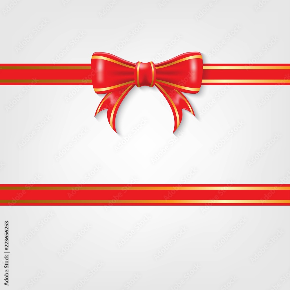 red bow ribbon with gold line vector. New Year, valentine, birthday, anniversary, surprise and Christmas element. red bow ribbon with gold line vector. New Year, valentine, birthday, anniversary, surprise and Christmas element.