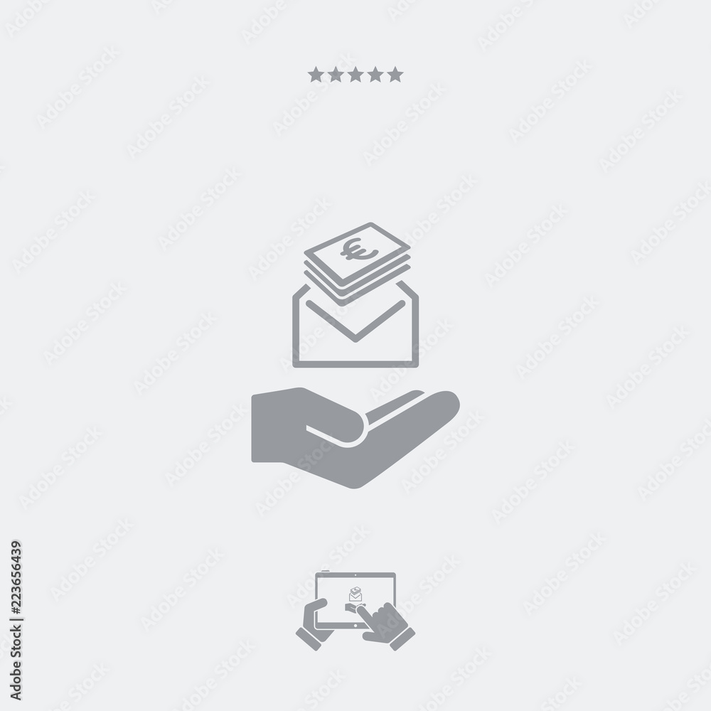 Give envelope with Euro banknotes - Minimal icon Give envelope with Euro banknotes - Minimal icon