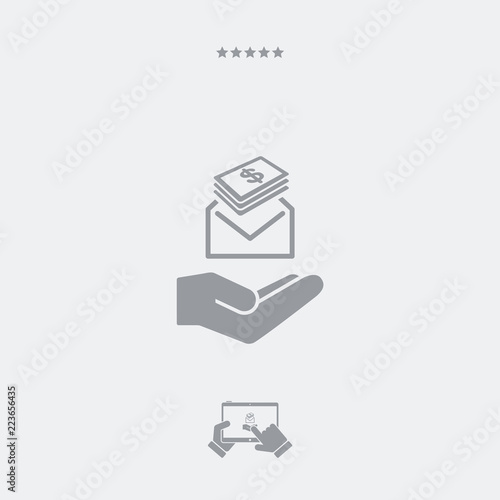 Give envelope with dollars banknotes - Minimal icon