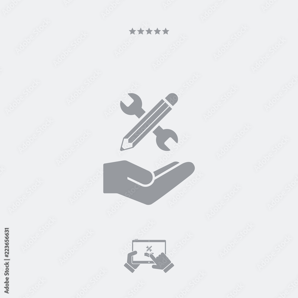 Wrench and pen - Design project icon Wrench and pen - Design project icon