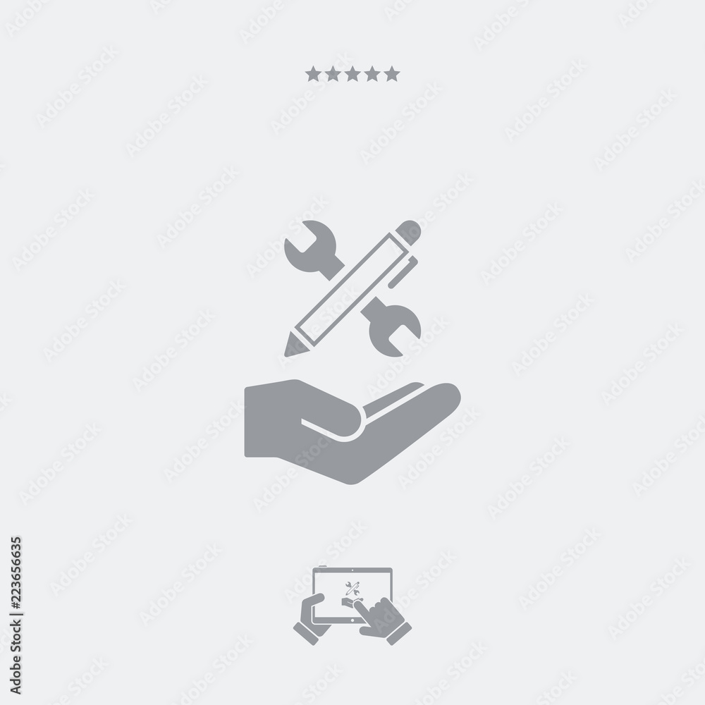 Wrench and pen - Design project icon Wrench and pen - Design project icon