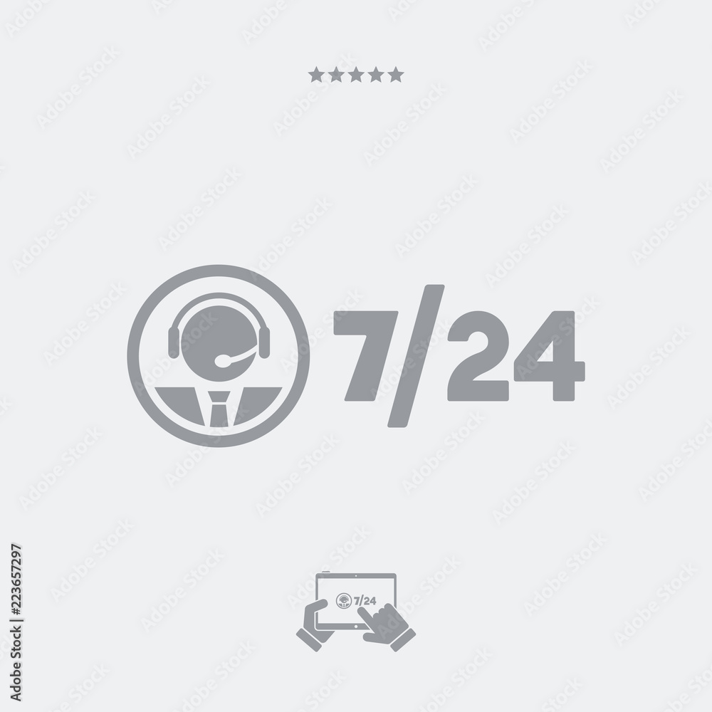 Phone assistance 7/24 - Vector web icon Phone assistance 7/24 - Vector web icon