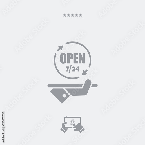 Constantly open - services 7/24 - Vector web icon