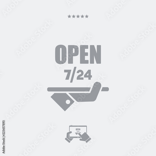 Constantly open - Shop services 7/24 - Vector web icon