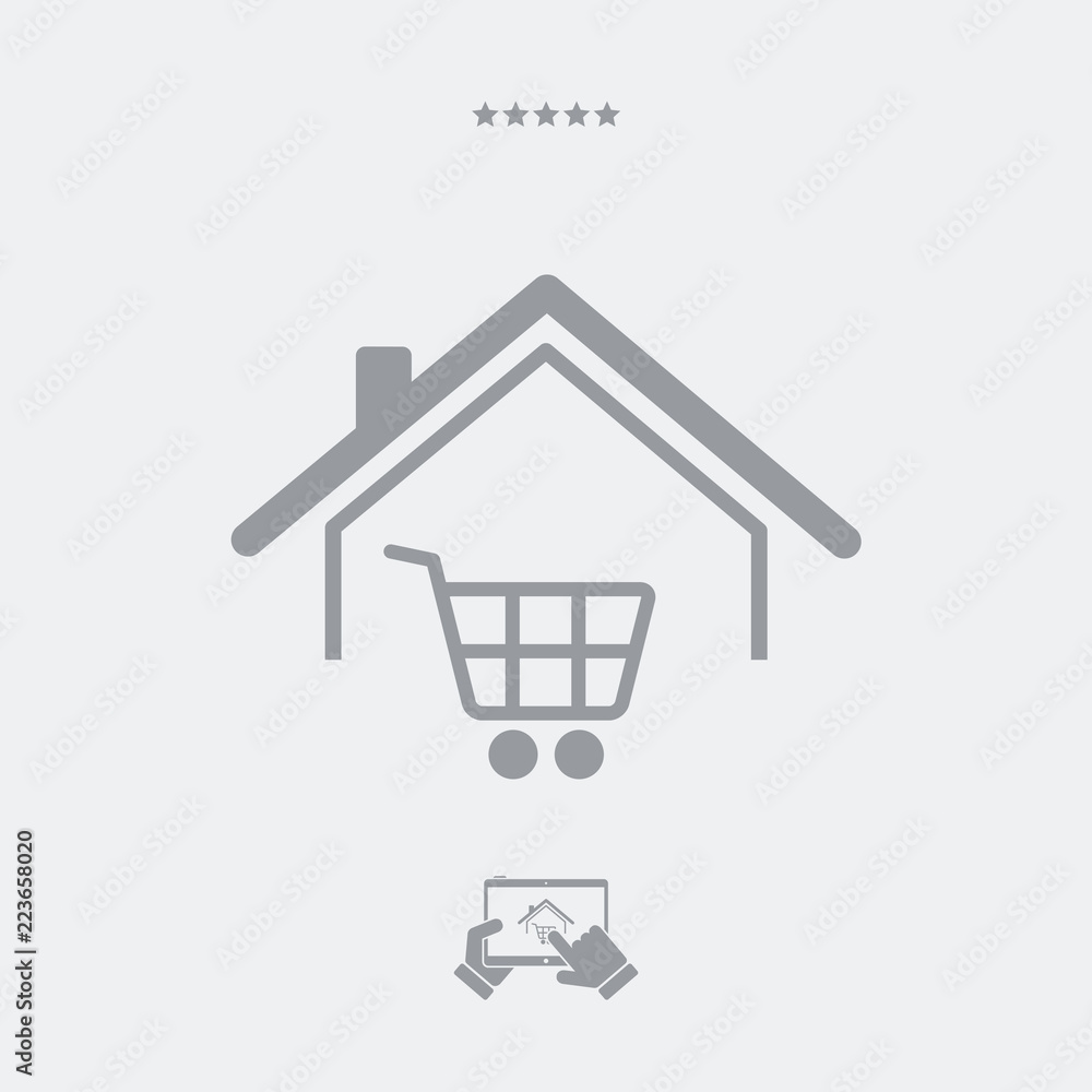 Web shopping and delivery to home - Vector web icon