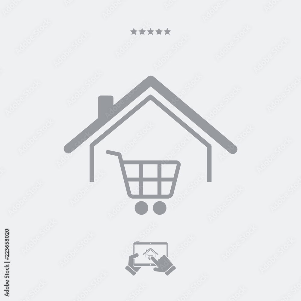 Web shopping and delivery to home - Vector web icon Web shopping and delivery to home - Vector web icon