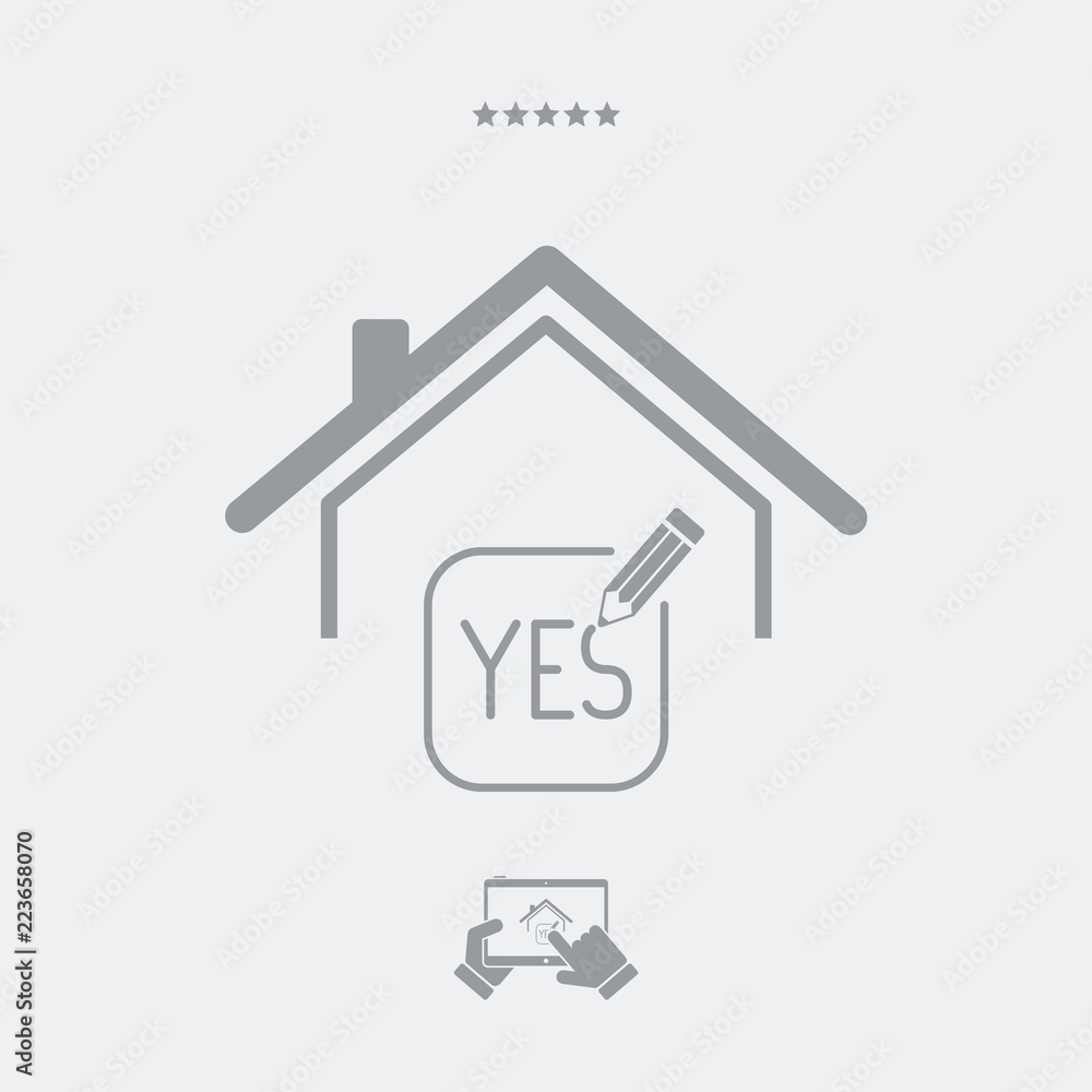 Real estate or hotel concept - Confirm of client decision - Vector web icon Real estate or hotel concept - Confirm of client decision - Vector web icon