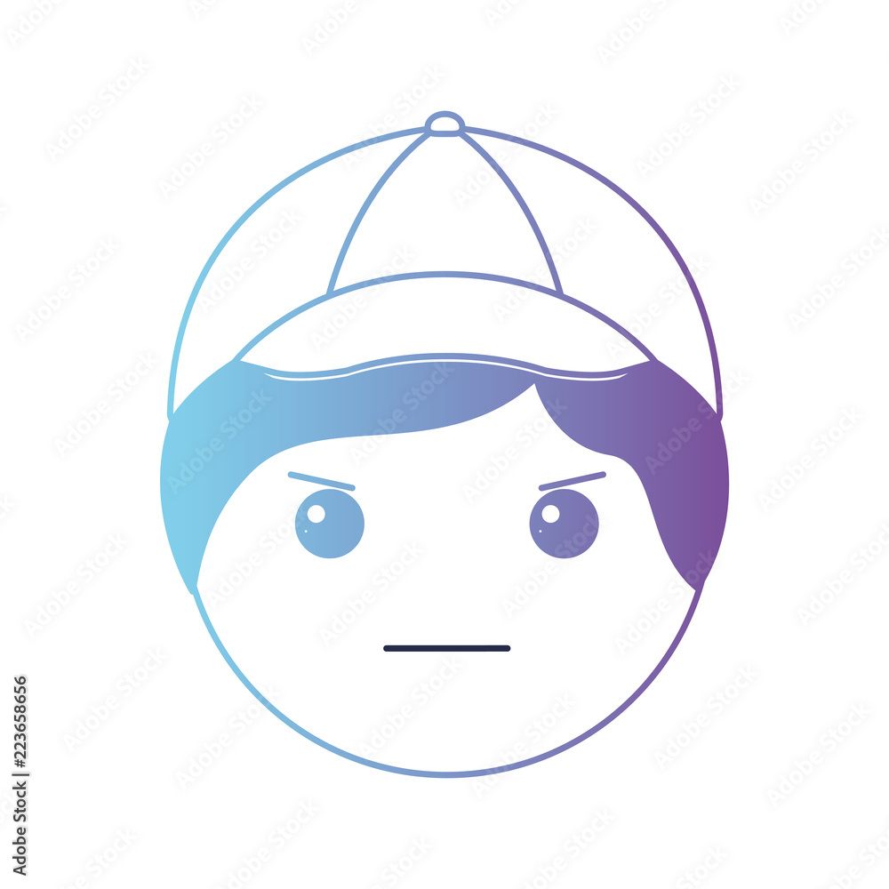 Fototapeta premium cartoon man angry head kawaii character