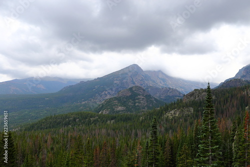 Scenic views from Trail Ridge Road, Rocky Mountain National Park in Colorado, USA.