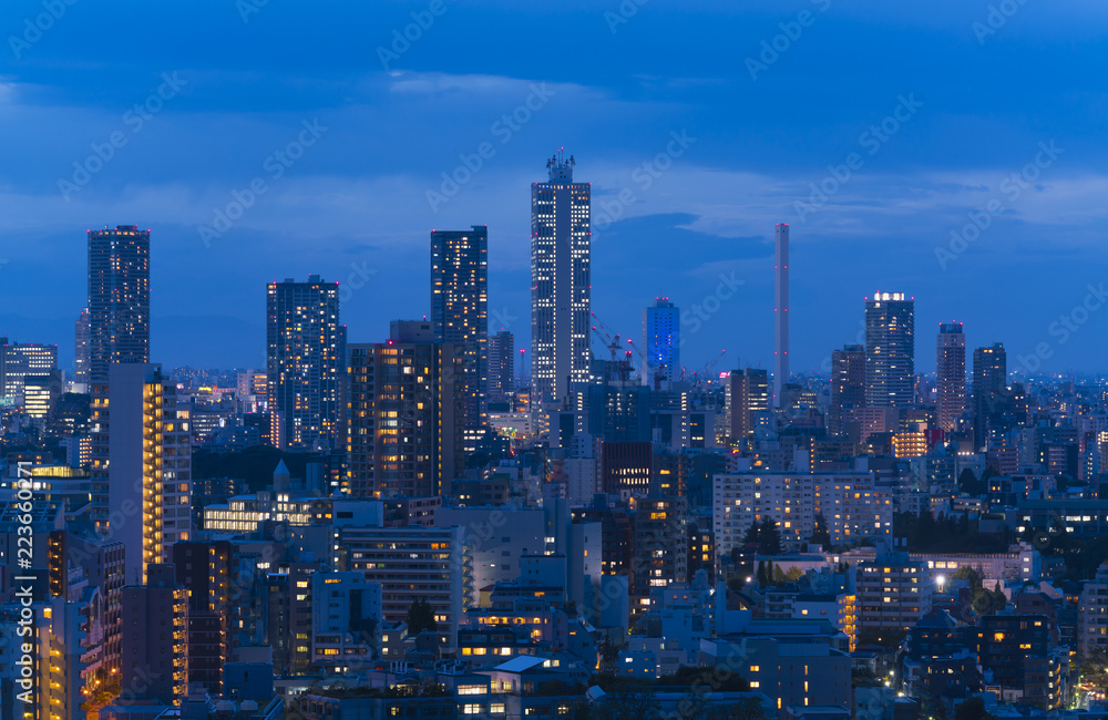 東京夜景・池袋　高層ビルとタワーマンション