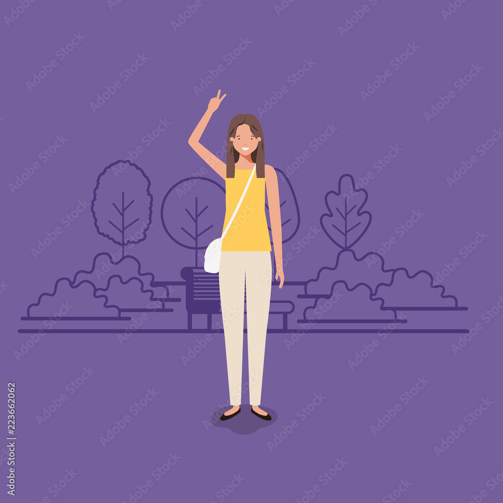 young business woman on the park