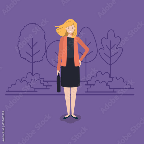 young business woman on the park