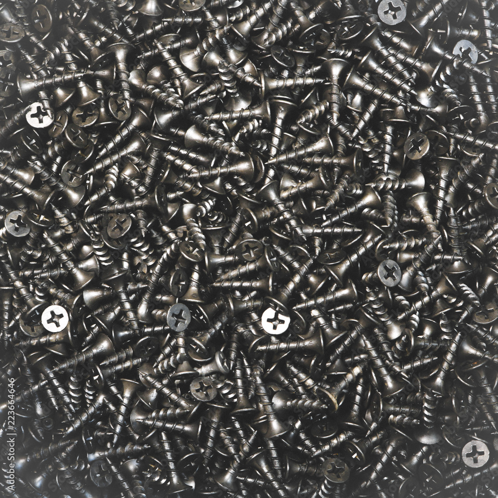 Black self-tapping screw. Screws for construction work. Black self-tapping screw. Screws for construction work.