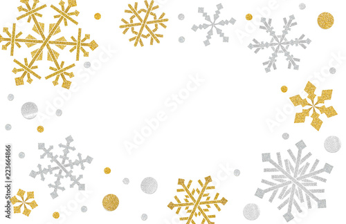 Snowflake frame paper cut on white background - isolated