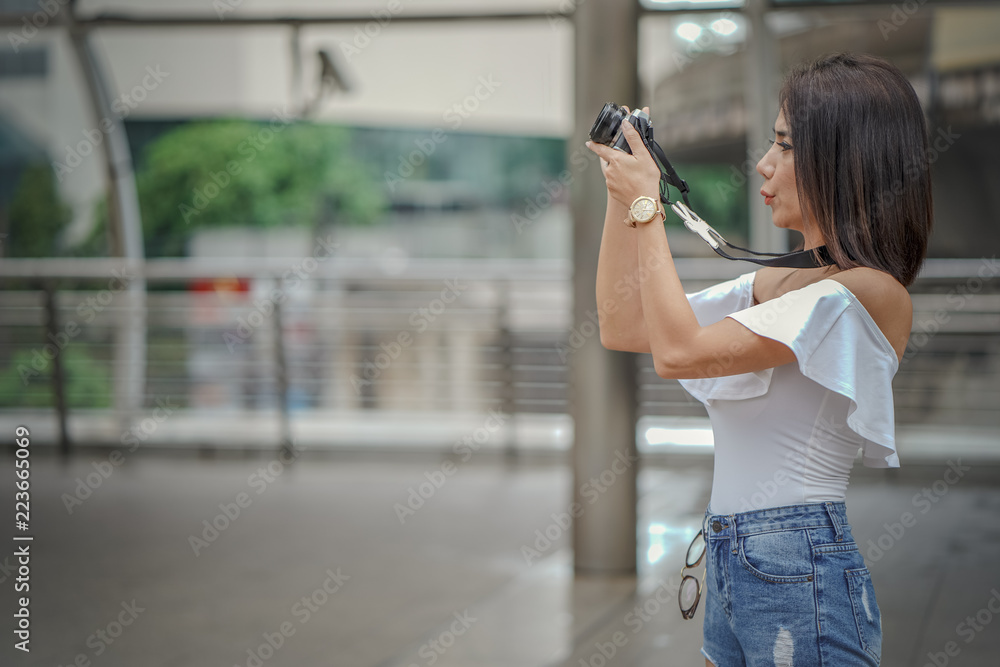 Young asian woman traveling to landmark in Bangkok Thailand. Young asian woman traveling to landmark in Bangkok Thailand.