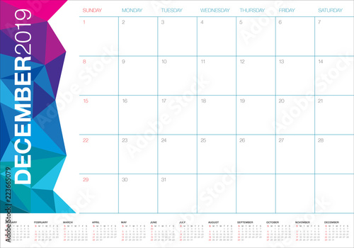 December 2019 desk calendar vector illustration