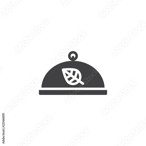 Organic food tray vector icon. filled flat sign for mobile concept and web design. Food cover simple solid icon. Symbol, logo illustration. Pixel perfect vector graphics