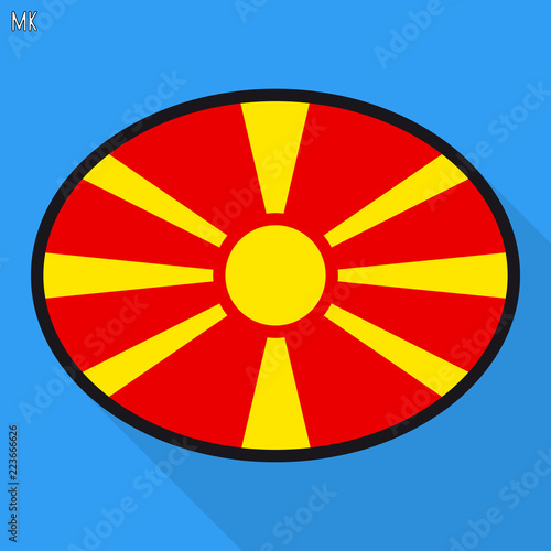 Macedonia flag speech bubble, social media communication sign, flat business oval icon.