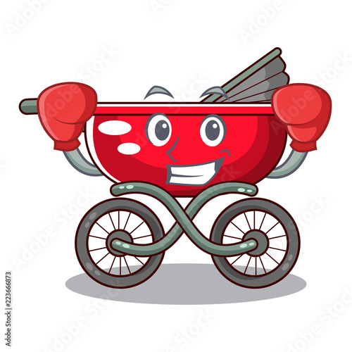Boxing cartoon baby stroller walk in the park