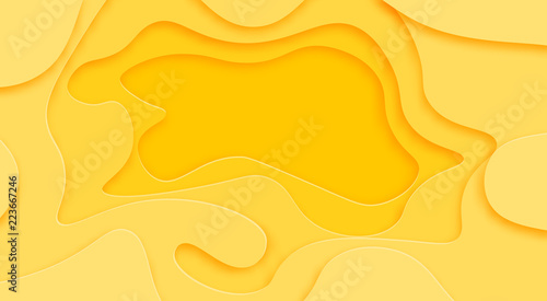 Shades of yellow background are cut from paper. Place for advertisement of the announcement. abstract art of carving. illustration photo