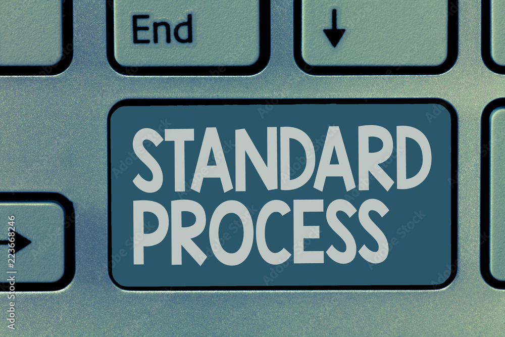 Fototapeta premium Word writing text Standard Process. Business concept for rules made to be matched with final product quality.