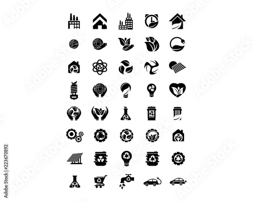 black nature natural plant herb image vector icon logo set