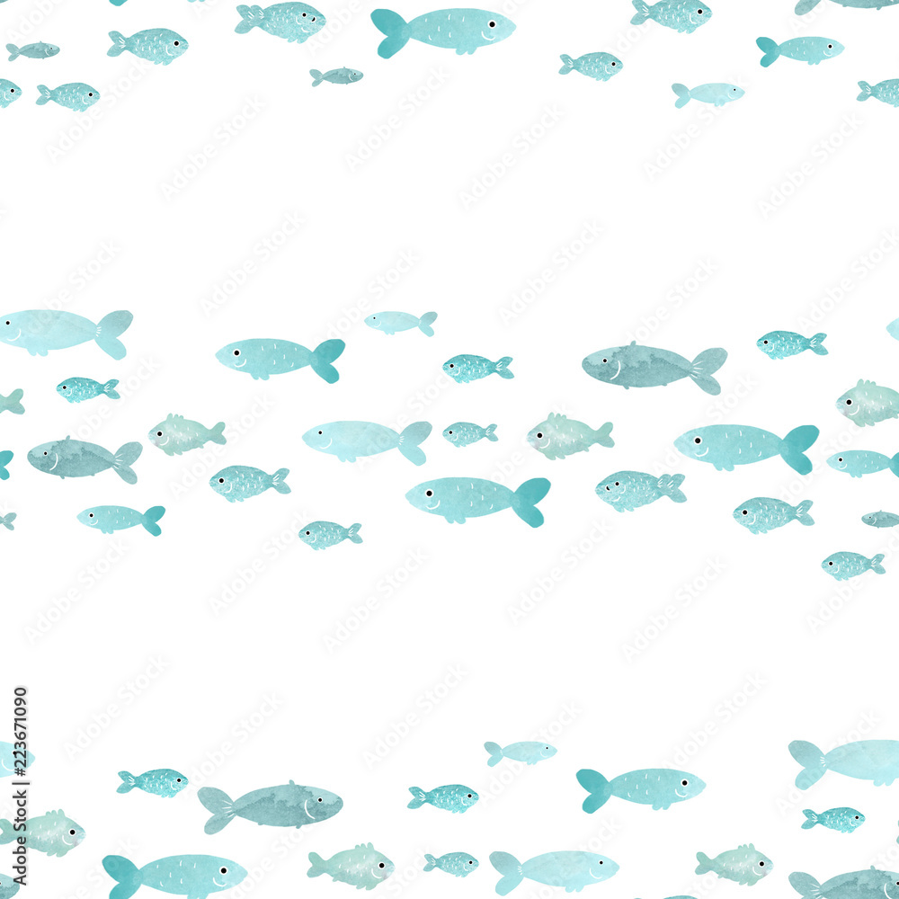 Watercolor sea life pattern