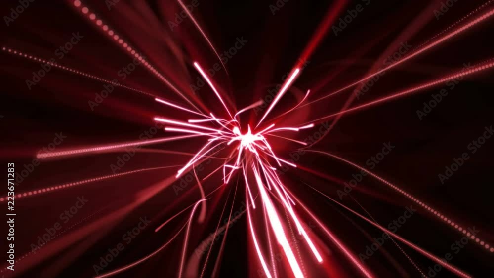 Red abstract lines flying on dark background. Red abstract lines flying on dark background.