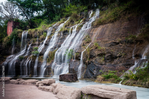 tropical waterfall in the wet forest