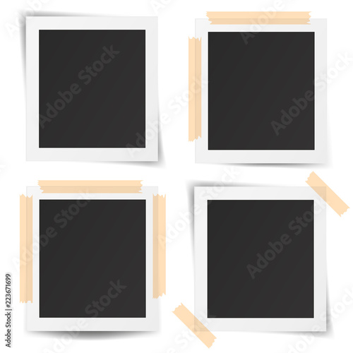 Set of realistic old photo frames.