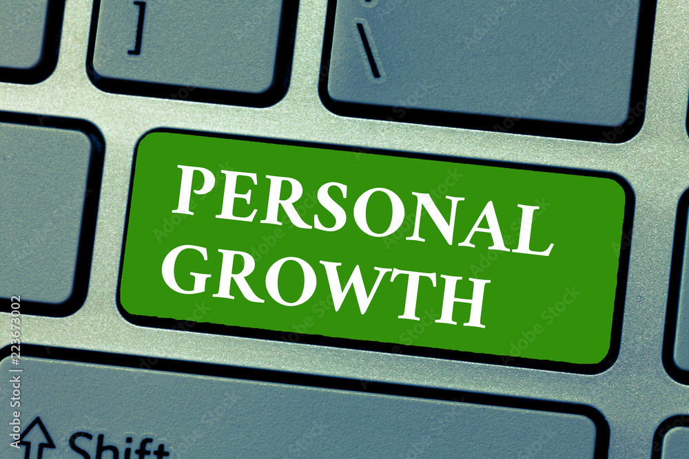 Fototapeta premium Text sign showing Personal Growth. Conceptual photo improve develop your skills qualities Learn new materials.