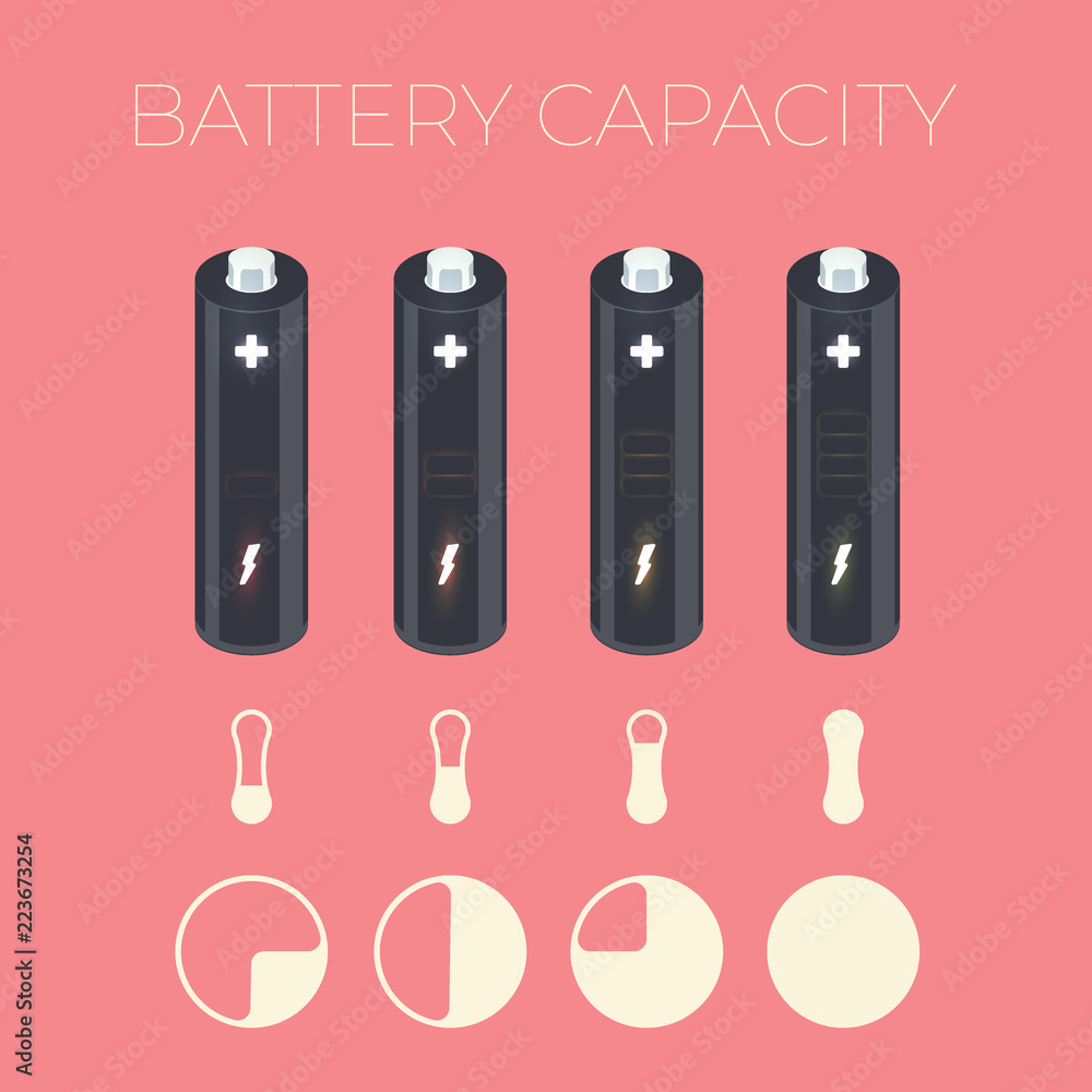 Charging status of battery element for infographic Charging status of battery element for infographic