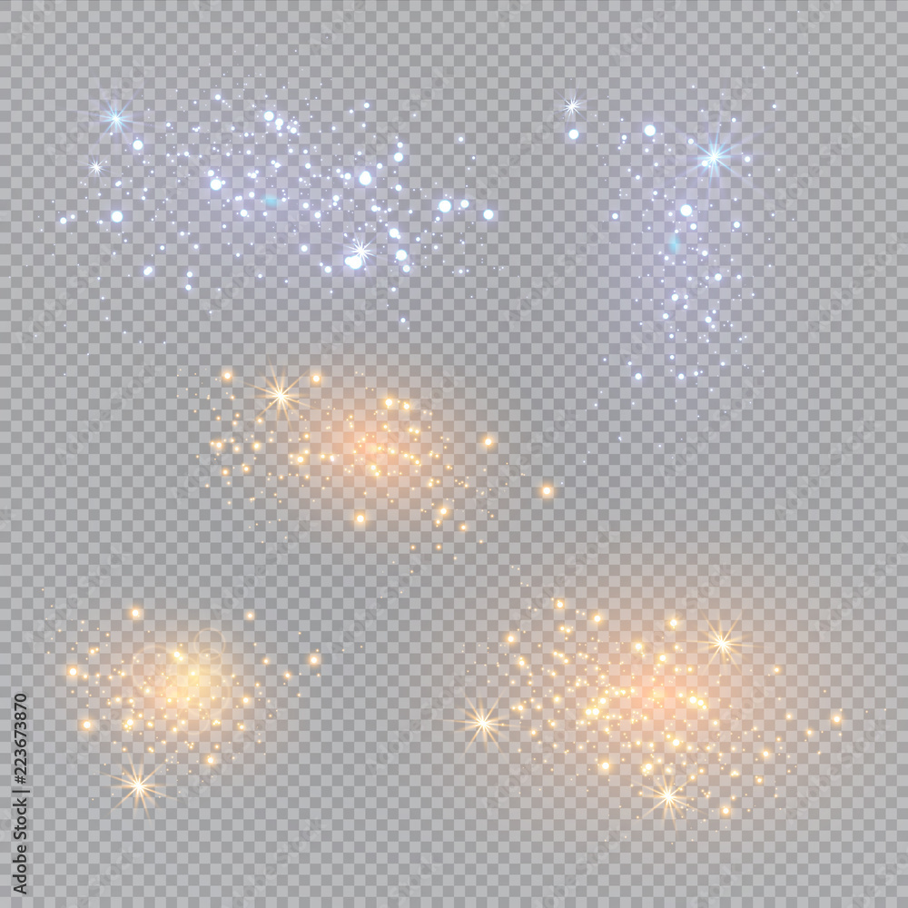 White sparks glitter special light effect. Vector sparkles on transparent background. Christmas abstract pattern. Sparkling magic dust particles White sparks glitter special light effect. Vector sparkles on transparent background. Christmas abstract pattern. Sparkling magic dust particles