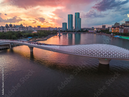 Ishim river riverside in Astana, Kazakhstan