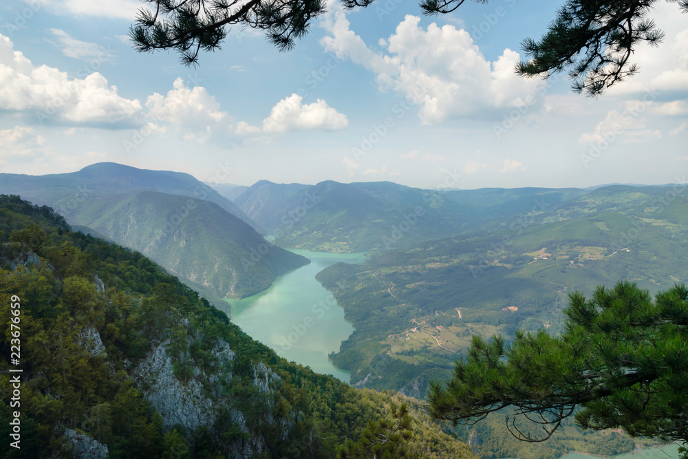 Obraz premium View over the mountain lake.