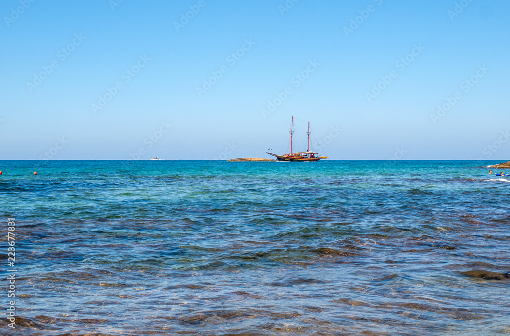 Old Style Sail Boat near Malia on crete, Geece Old Style Sail Boat near Malia on crete, Geece