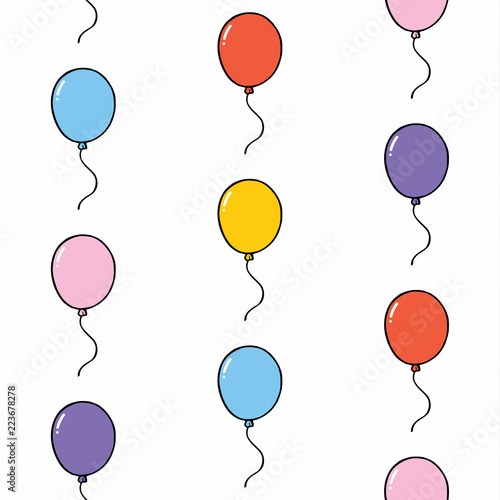 Seamless primitive background with party colors balloons. Vector background.