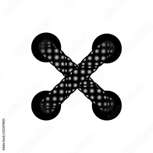 Template lace-up black cross. Lacing scheme  corset with tied. Vector illustration