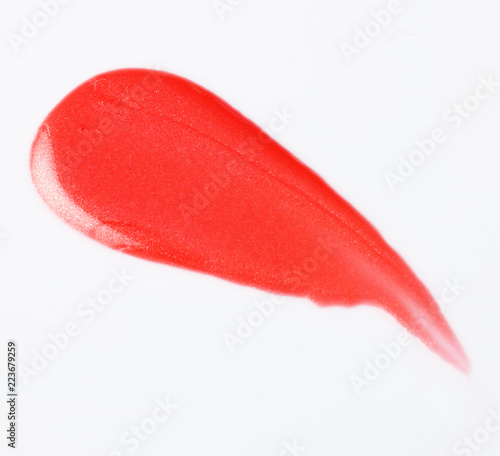 Texture of the Red Lipgloss liquid, white background