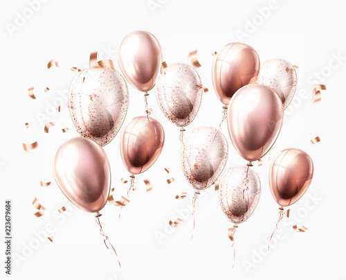 Vector realistic shiny balloons pink