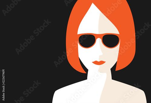 Abstract portrait of young girl. Vector illustration
