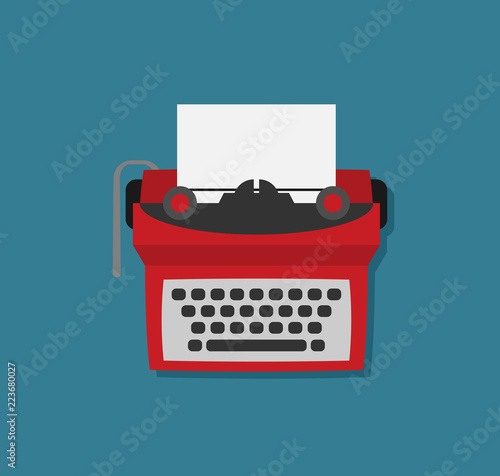 Retro typewriter vector illustration in flat style